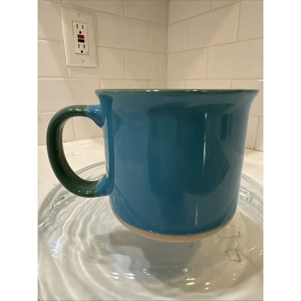 Zak! Crayola BREATHE DEEP Coffee Mug Blue & Green With Handle 16 oz